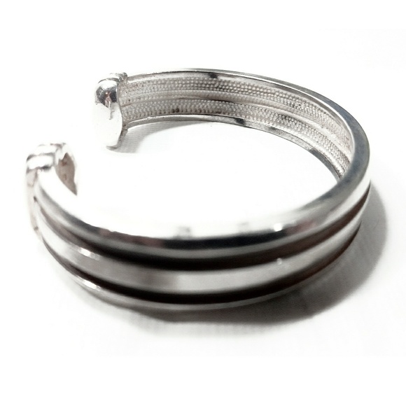 Vintage Art Deco Sterling Silver Heavy Cuff Bracelet - Picture 5 of 7